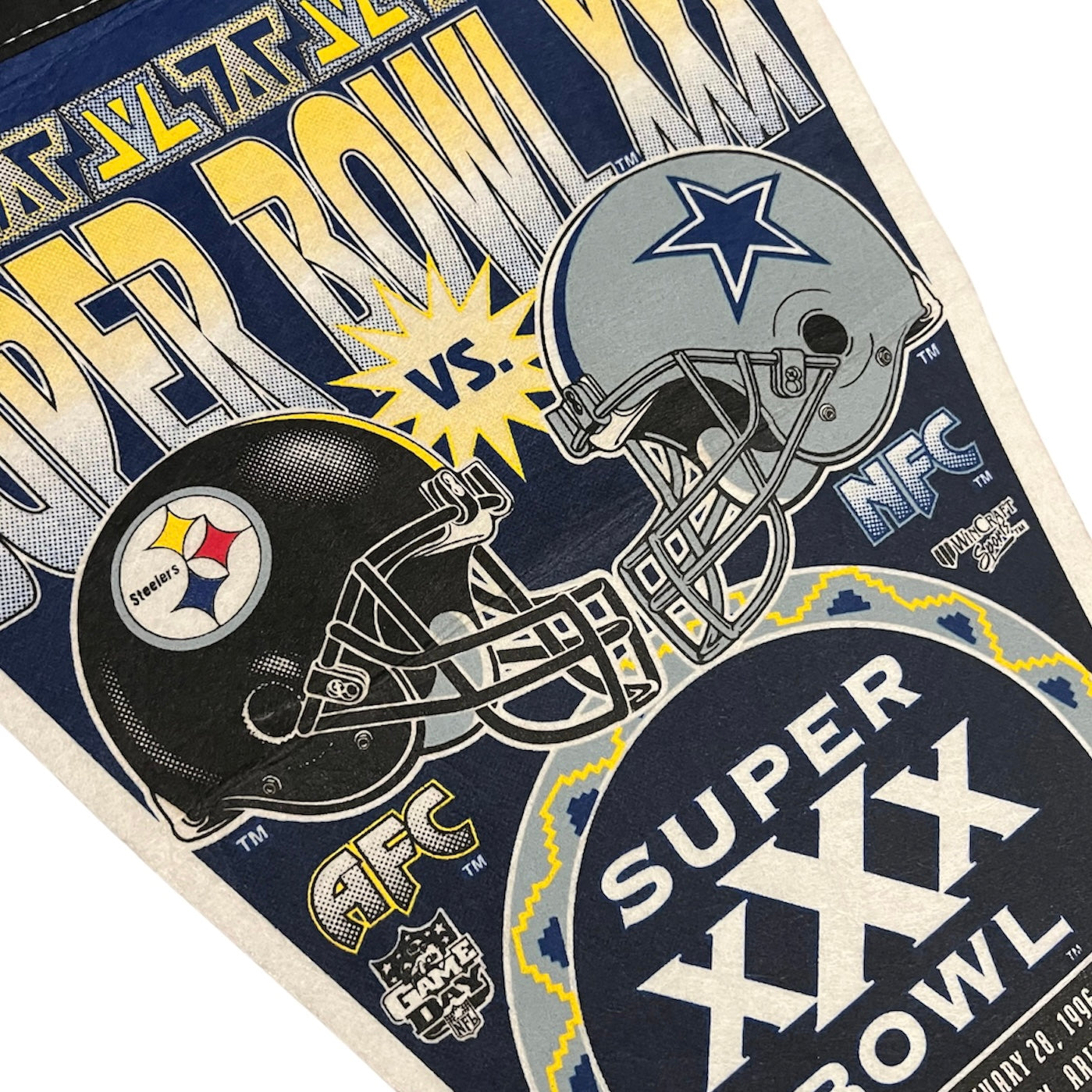 1996 Super Bowl XXX Cowboys vs Steelers Pennant