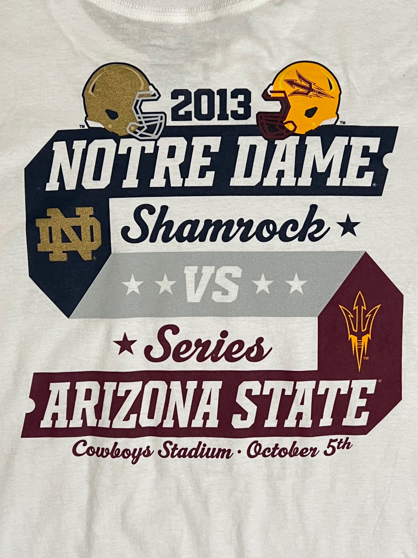 2013 Shamrock Series Notre Dame vs Arizona State Offical Gameday Shirt - L