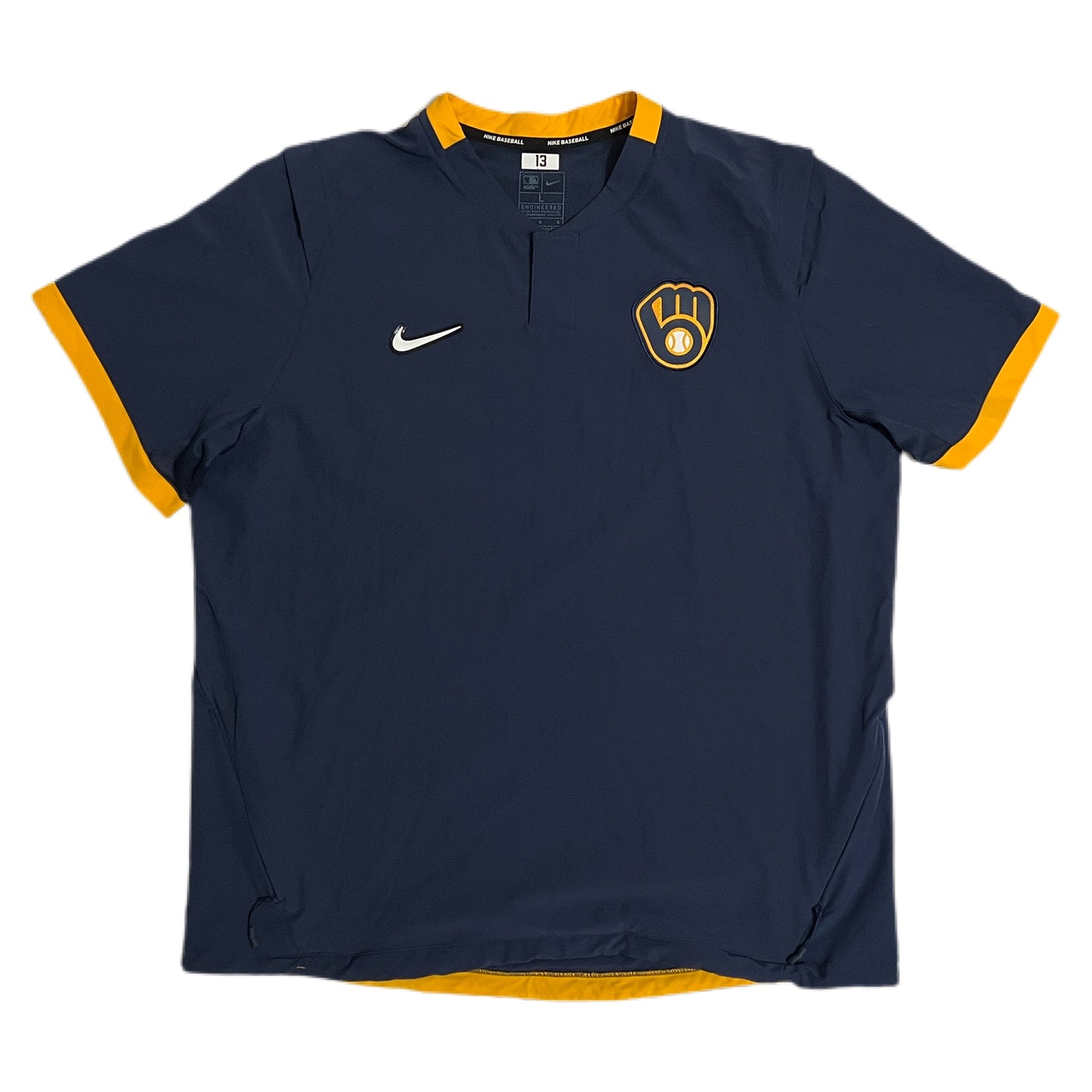 Milwaukee Brewers Team Issued Practice Nike Pullover - L