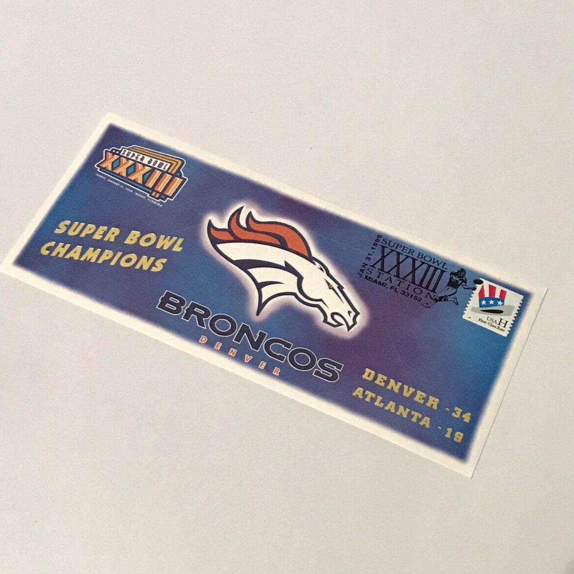 Super Bowl XXXIII Broncos Envelope