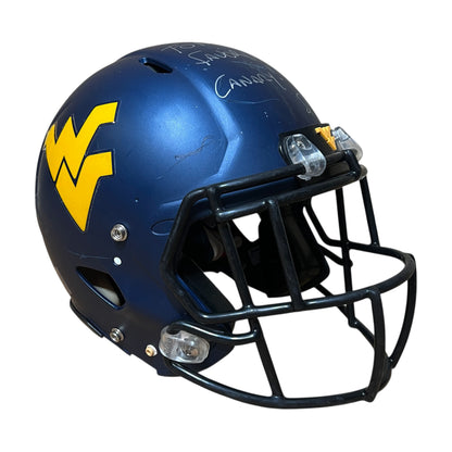Game Used West Virginia #7 Football Helmet Signed By HC Dana Holgersen