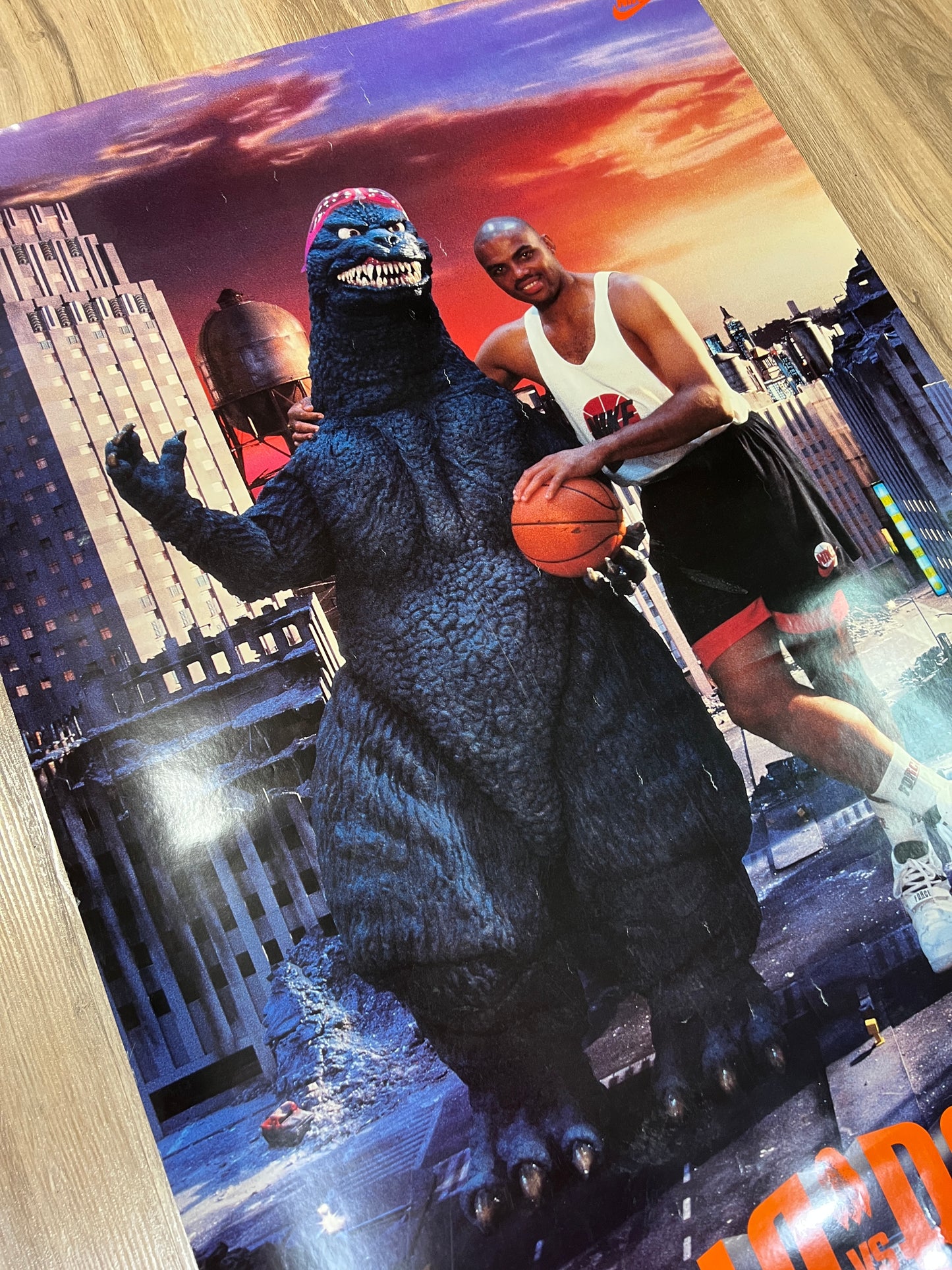 Rare 1992 Godzilla vs Barkley Nike Ad 23x35 Poster