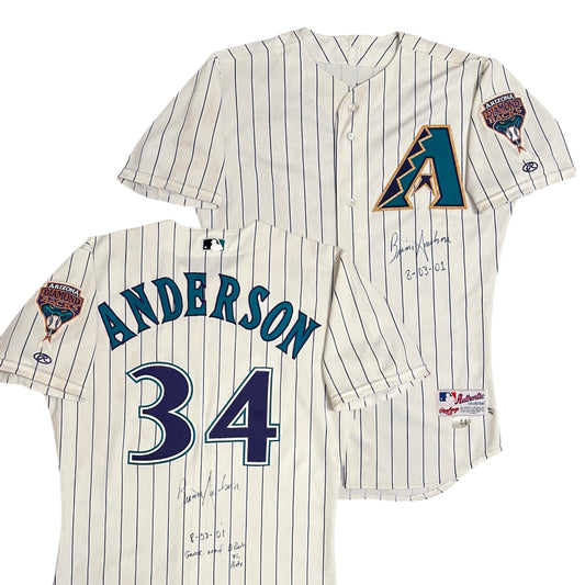 2001 Game Used Brian Anderson Signed Arizona Diamondbacks Jersey - 44/L
