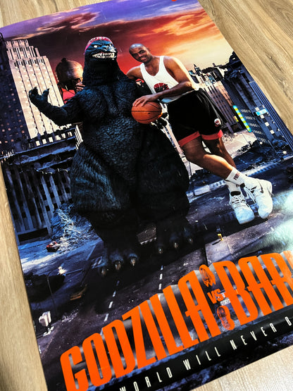 Rare 1992 Godzilla vs Barkley Nike Ad 23x35 Poster