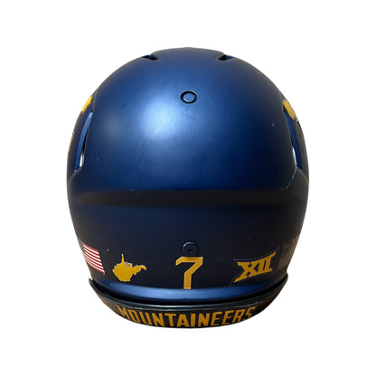 Game Used West Virginia #7 Football Helmet Signed By HC Dana Holgersen