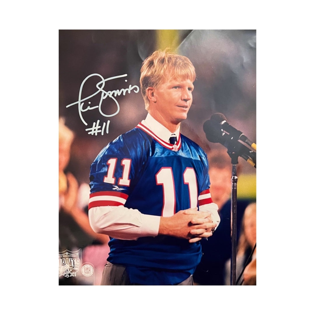 Signed Phil Simms New York Giants Jersey Retirement 8x10 Photo
