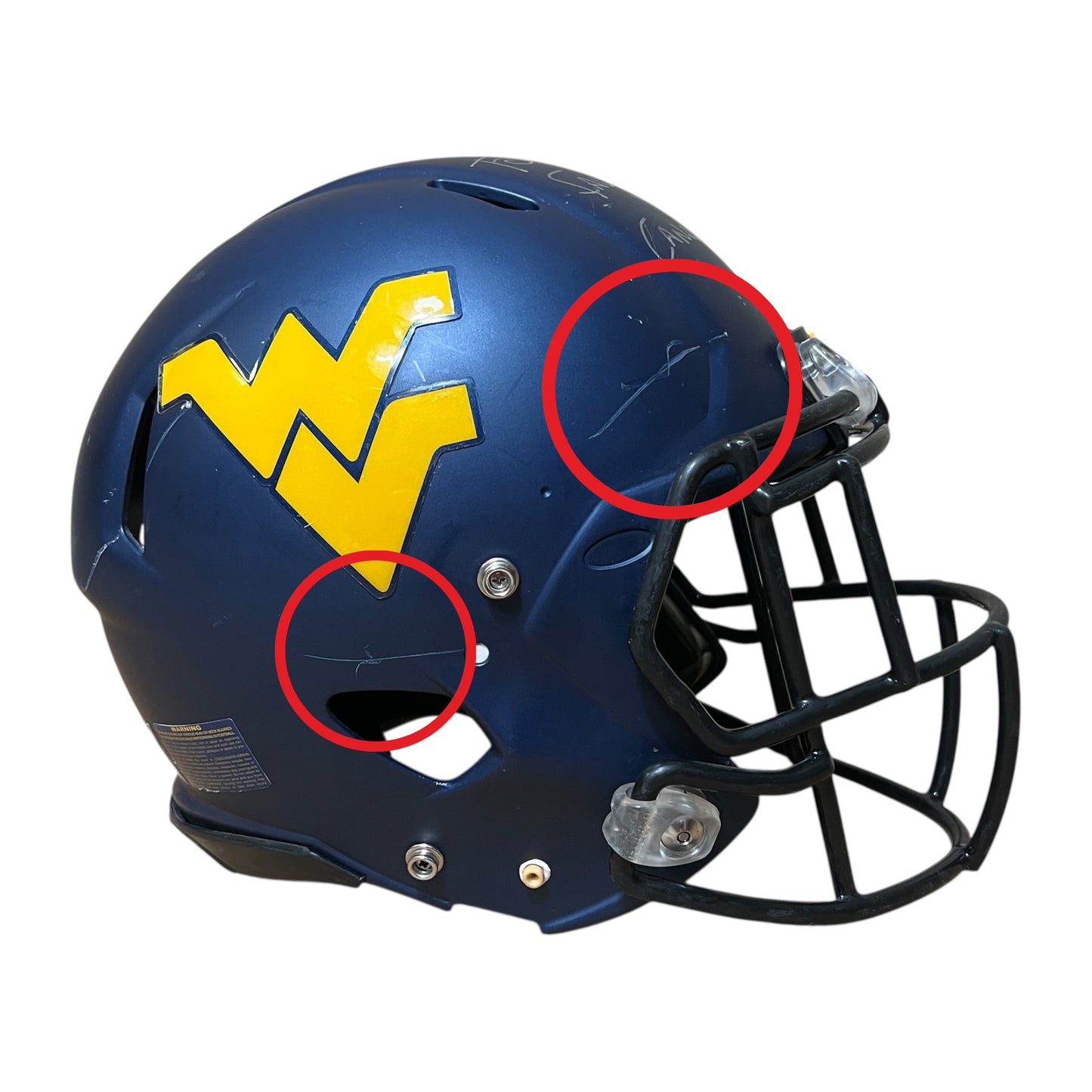 Game Used West Virginia #7 Football Helmet Signed By HC Dana Holgersen