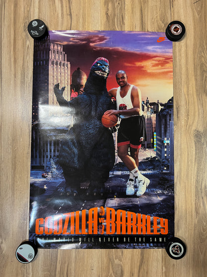 Rare 1992 Godzilla vs Barkley Nike Ad 23x35 Poster