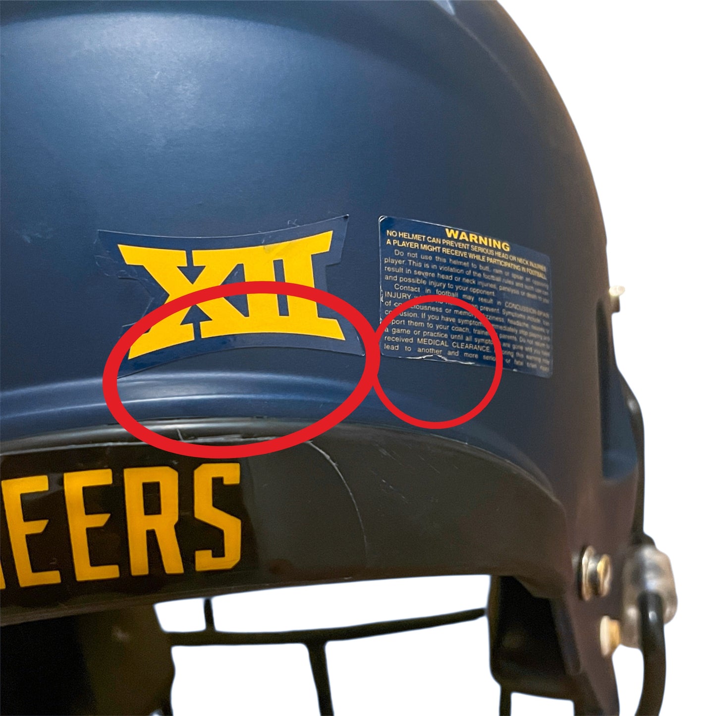 Game Used West Virginia #7 Football Helmet Signed By HC Dana Holgersen