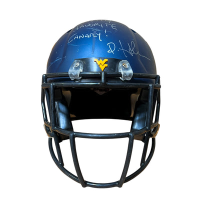 Game Used West Virginia #7 Football Helmet Signed By HC Dana Holgersen