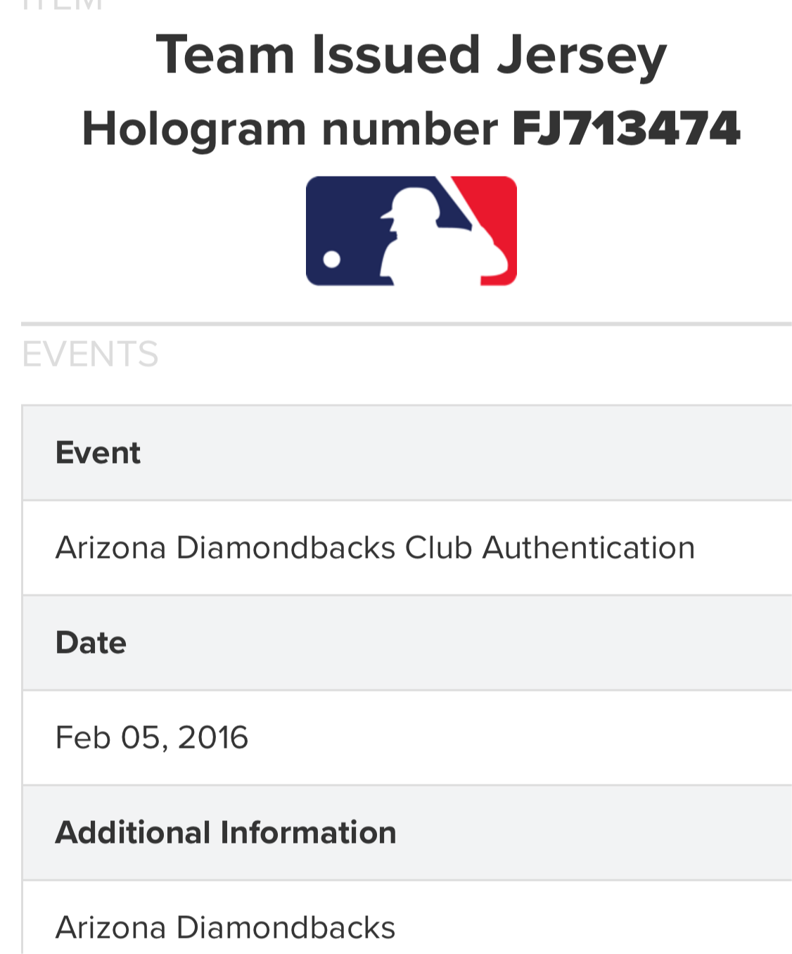 2016 Team Issued Arizona Diamondbacks #84 Anderson Jersey - 46/L