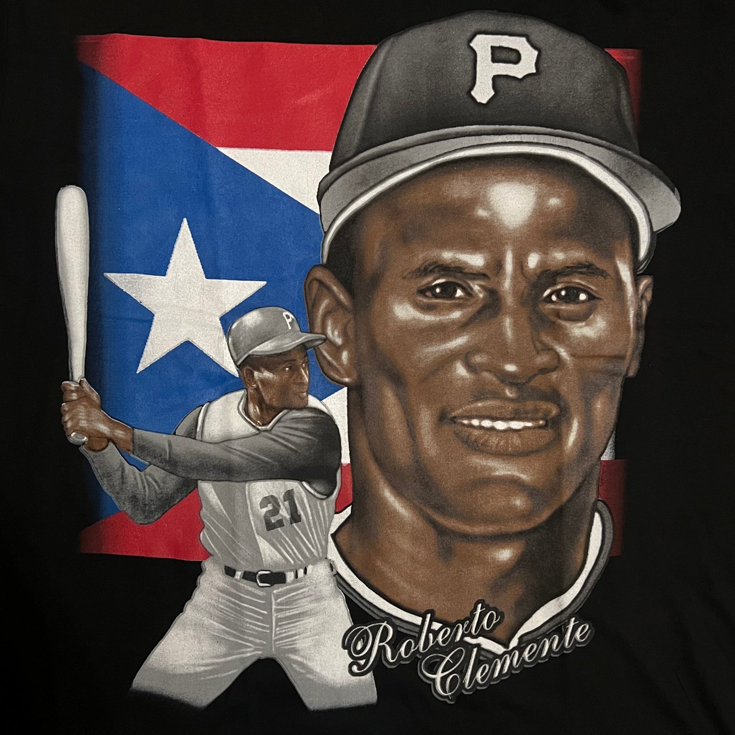 Vintage Roberto Clemente Puerto Rico Flag Shirt - L