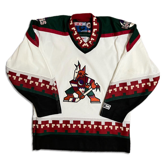 Vintage Phoenix Coyotes White Kachina Road CCM Jersey -YL/XL