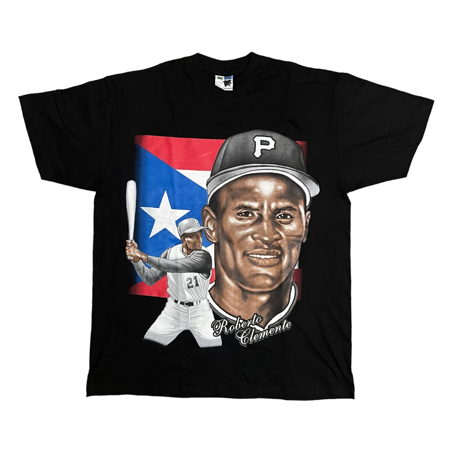 Vintage Roberto Clemente Puerto Rico Flag Shirt - L