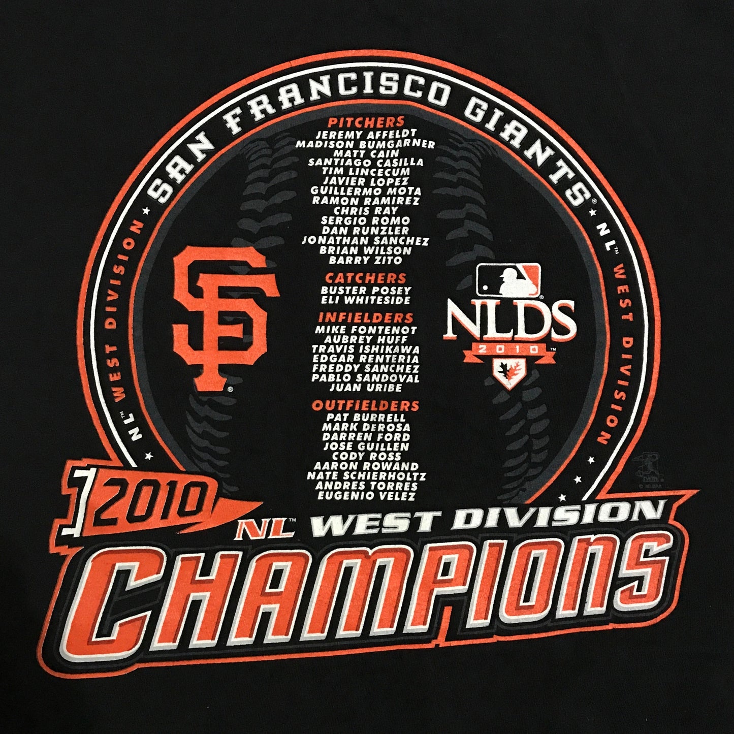 2010 San Francisco Giants NL West Champs Shirt - XL