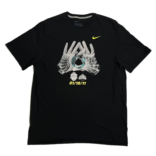 Oregon Ducks 2011 BCS Championship Football Gloves Logo Nike Shirt - XL