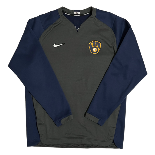 Milwaukee Brewers Team Issued #13 Nike Pullover - L