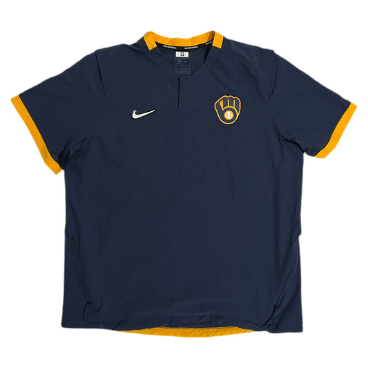 Milwaukee Brewers Team Issued Practice Nike Pullover - L