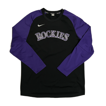 Colorado Rockies Team Issued Pregame Performance Raglan Pullover Sweatshirt - L