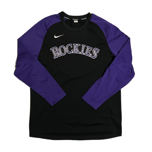 Colorado Rockies Team Issued Pregame Performance Raglan Pullover Sweatshirt - L