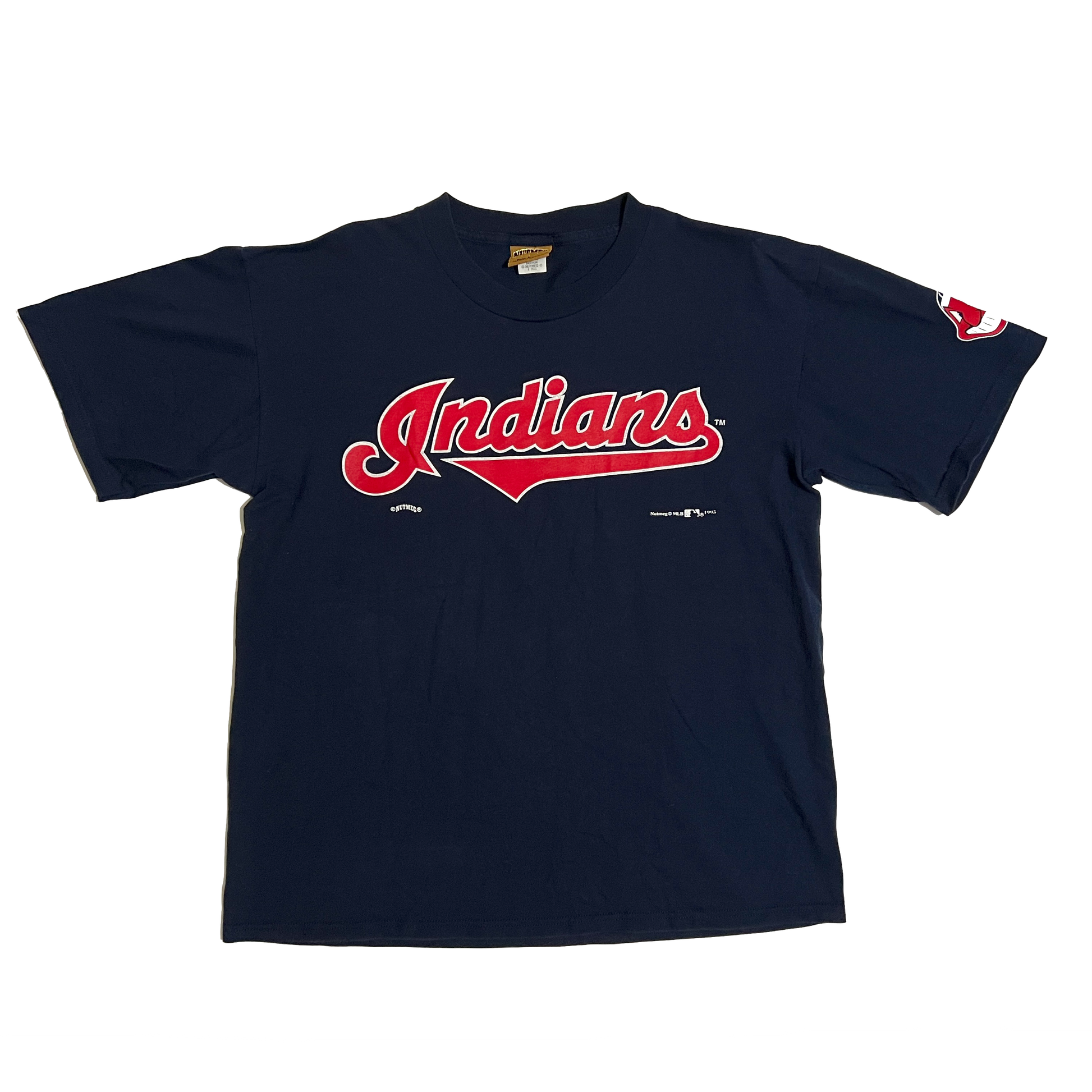 Vintage MLB Cleveland Indians Embroidered Mens Shirt Size L Short Sleeve