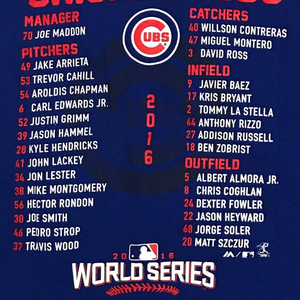 Chicago Cubs 2016 World Series Majestic Shirt - M $